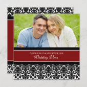 Red Damask Foto Wedding Vow Renewal Uitnodigingen (Voorkant / Achterkant)