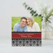 Red Damask Foto Wedding Vow Renewal Uitnodigingen (Staand voorkant)
