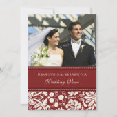 Red Damask Foto Wedding Vow Renewal Uitnodigingen (Voorkant)