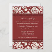 Red Damask Foto Wedding Vow Renewal Uitnodigingen (Achterkant)