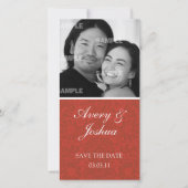 Red Damask-fotokaart Save The Date (Voorkant)