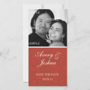 Red Damask-fotokaart Save The Date