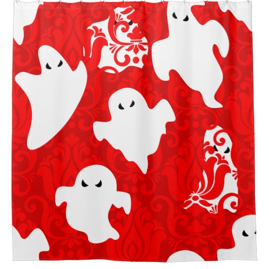 red damask ghost halloween paranormal apparition douchegordijn (Voorkant)