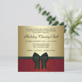 Red Damask Gold Black Stropdas Corporate Party Kaart (Staand voorkant)