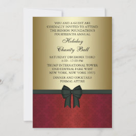 Red Damask Gold Black Stropdas Corporate Party Kaart