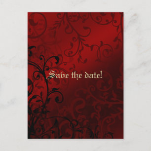 Red Damask Gothic Bridal Shower Invitation Aankondigingskaart