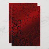 Red Damask Gothic Wedding Kaart (Voorkant / Achterkant)