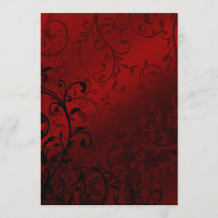 Red Damask Gothic Wedding Kaart
