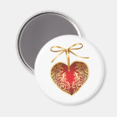 Red Damask Heart Magneet (Voorkant / Achterkant)