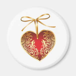 Red Damask Heart Magneet