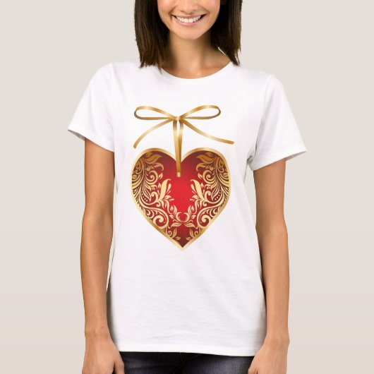 Red Damask Heart T-shirt (Voorkant)