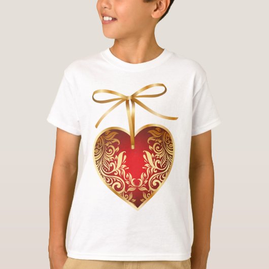 Red Damask Heart T-shirt (Voorkant)