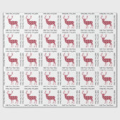 Red Damask kerstdeer Cadeaupapier (Vlak)