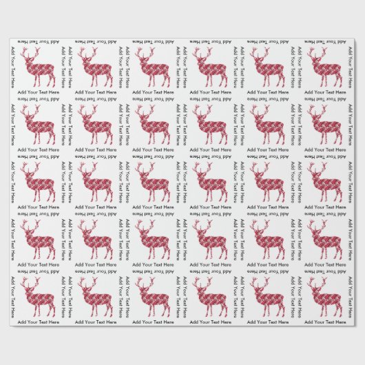Red Damask kerstdeer Cadeaupapier (Vlak)