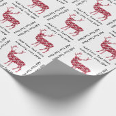 Red Damask kerstdeer Cadeaupapier (Hoek)