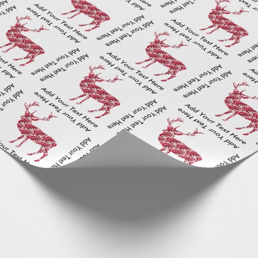 Red Damask kerstdeer Cadeaupapier (Hoek)