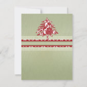 Red Damask kersthout graan Invite Kaart (Achterkant)