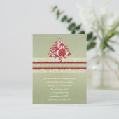 Red Damask kersthout graan Invite Kaart (Staand voorkant)