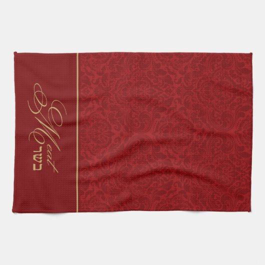 Red Damask Kosher Kitchen Towel voor vlees Theedoek (Horizontaal)