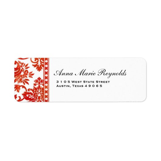 Red Damask Lace Fancy Etiket (Voorkant)
