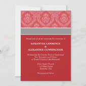 Red Damask Magnetic Wedding Invitation Magnetische Uitnodiging (Voorkant)