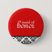 Red Damask Maid of Honor Button (Voorkant)