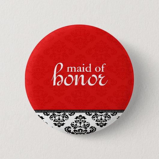 Red Damask Maid of Honor Button (Voorkant)