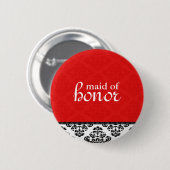 Red Damask Maid of Honor Button (Voorkant /achterkant)
