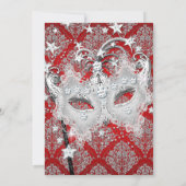Red Damask Masquerade Invite Quinceanera Masquerad Kaart (Achterkant)
