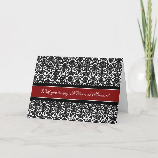Red Damask Matron of Honor Invitation (Voorkant)