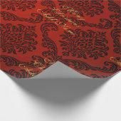 Red Damask met Gold Script, prettige kerst Cadeaupapier (Hoek)