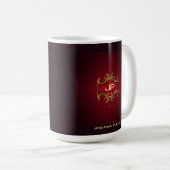 Red Damask Monogrammed Sjabloon Classic Elegant Koffiemok (Voorkant rechts)