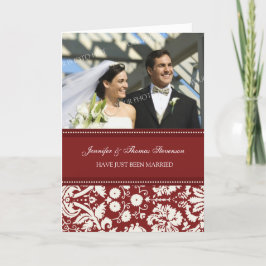 Red Damask net getrouwd foto aankondiging Kaart
