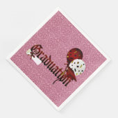 Red Damask Nostalgic Font and Balloons Afstuderen Servetten (Hoek)