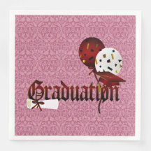 Red Damask Nostalgic Font and Balloons Afstuderen