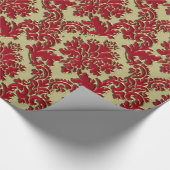Red Damask op Gold kerstinpakken papier (Hoek)