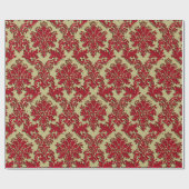 Red Damask op Gold kerstinpakken papier (Vlak)