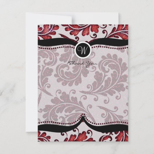 Red Damask Paisley Wedding Bedankt (Voorkant)