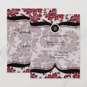 Red Damask Paisley Wedding RSVP Kaartje (Voorkant / Achterkant)