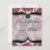 Red Damask Paisley Wedding RSVP Kaartje (Achterkant)
