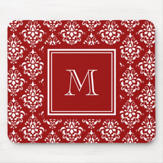 Red Damask Patroon 1 met Monogram Muismat (Voorkant)