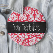 Red Damask Patroon; alkbord Ronde Button 6,0 Cm (In situ)