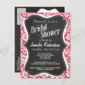 Red Damask Patroon;  alkbord Uitnodiging Briefkaart (Voorkant / Achterkant)