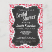 Red Damask Patroon;  alkbord Uitnodiging Briefkaart (Voorkant)