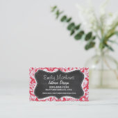 Red Damask Patroon;  alkbord Visitekaartje (Staand voorkant)