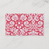 Red Damask Patroon;  alkbord Visitekaartje (Achterkant)