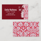 Red Damask Patroon; Aloha Visitekaartje (Voorkant / Achterkant)