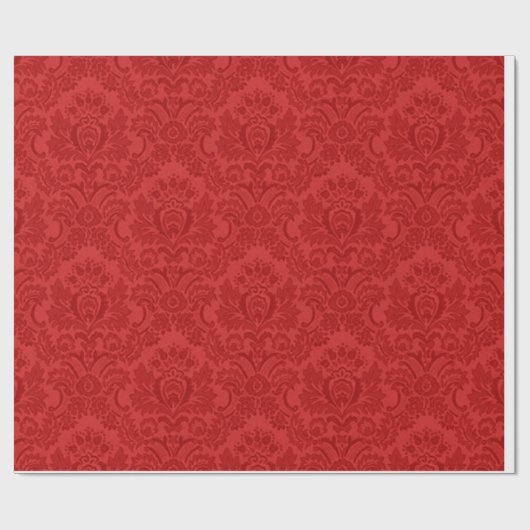 Red Damask Patroon Cadeaupapier (Vlak)