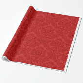 Red Damask Patroon Cadeaupapier (Uitgerold)