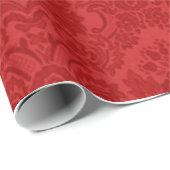 Red Damask Patroon Cadeaupapier (Rol Hoek)